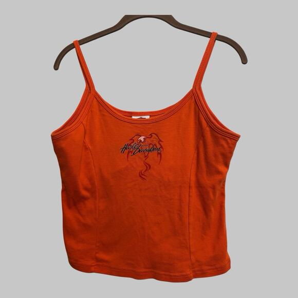 Harley-Davidson Tops - Harley-Davidson Vintage Y2K Screaming Eagle Crop Tank Top Made In USA Orange XL